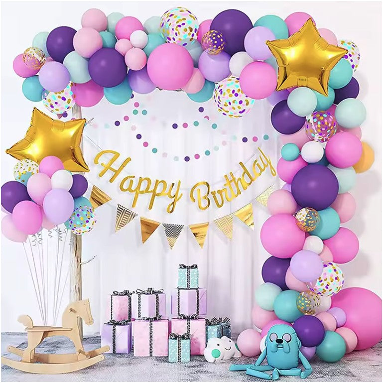 Baloane pentru Arcada HAPPY BIRTHDAY, ANGELBEAR, baloane decorative din Latex, Set Mix 127 Baloane Colorate, Multicolor